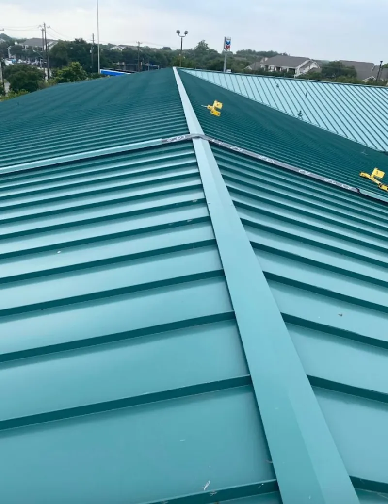 Green commercial metal roof ridge and valley for Metal Roof Repair in Delanco